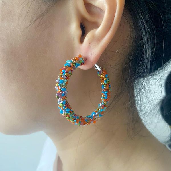hoop & huggie wgoud 6 pairs/set small round earring rainbow colorful crystal rhinestone bead statement for women girls gift, Golden;silver